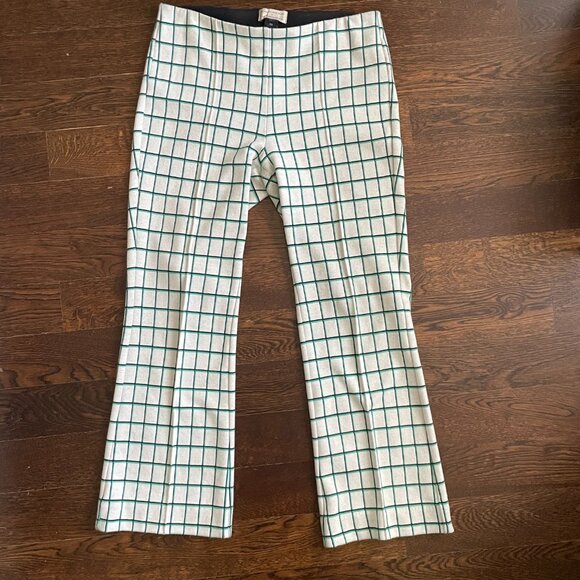 Anthropologie The Essential Crop Flare Pant Off White Black Green-XS - Picture 2 of 12